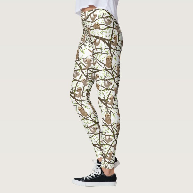 Smiling Sloth Pattern Leggings (Left)
