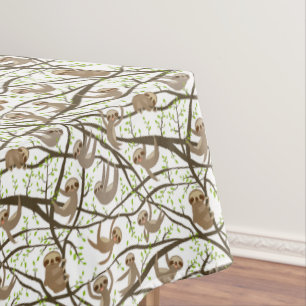 Smiling Sloth Pattern Tablecloth