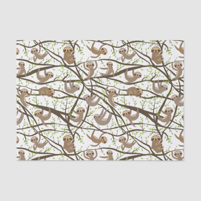 Smiling Sloth Pattern Tissue Paper (Front)