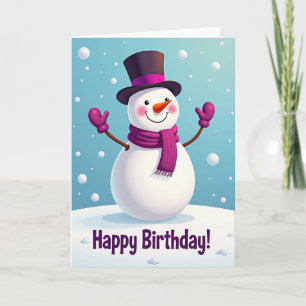 Smiling Snow Birthday Card