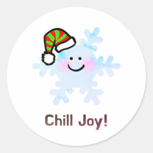 Smiling Snowflake Holiday Cheer Classic Round Sticker
