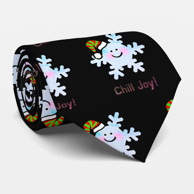 Smiling Snowflake Holiday Cheer Tie (Rolled)