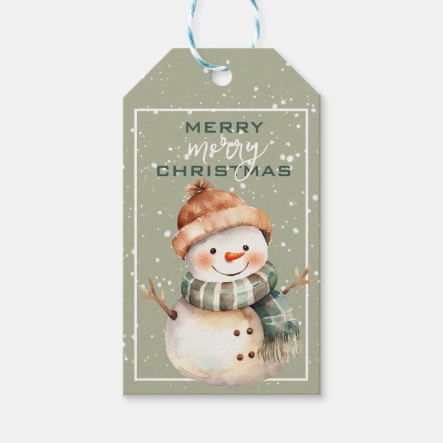 Smiling Snowman Christmas Gift Tag (Front)