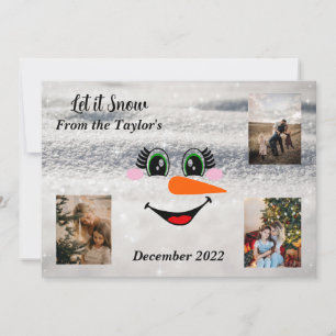 Smiling Snowman Christmas Photo Card