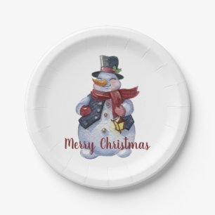 Smiling Snowman Customisable Paper Plate