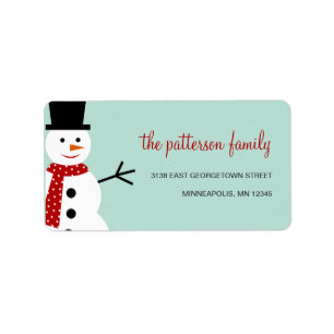 Smiling Snowman Holiday Address Label