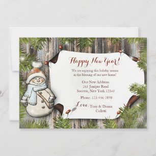 Smiling Snowman Holiday Moving Announcement