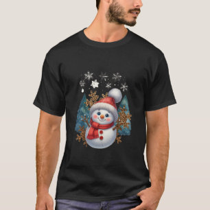 Smiling Snowman with Pom Pom Hat – Christmas Illus T-Shirt