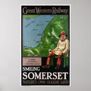 Smiling Somerset UK Vintage Poster 1940