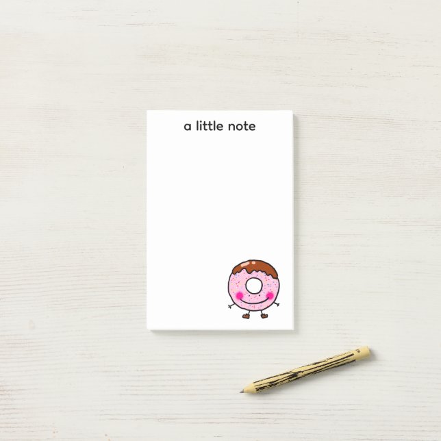 Smiling Sprinkle Donut Character Art Post-it Notes (On Desk)