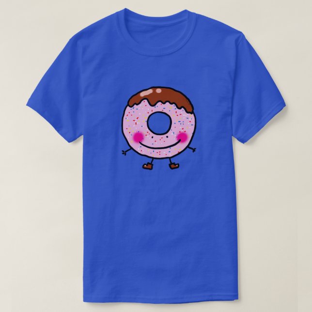 Smiling Sprinkle Donut Character Art T-Shirt (Design Front)