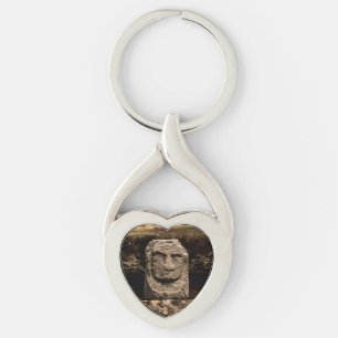 Smiling Stone Totem Cambodia Metal Keychain