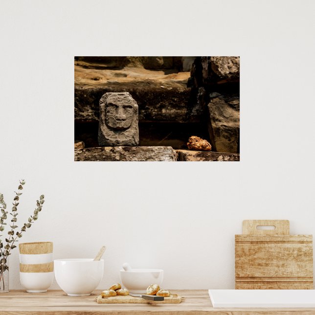 Smiling Stone Totem Cambodia Temple Art Poster (Kitchen)