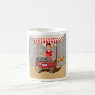 Smiling Street Food Vendor Colourful Food Cart Coffee Mug