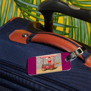 Smiling Street Food Vendor Colourful Food Cart Luggage Tag