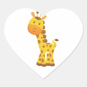 Smiling Stylised Cartoon Giraffe Heart Sticker
