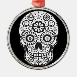 Smiling Sugar Skull Metal Tree Decoration