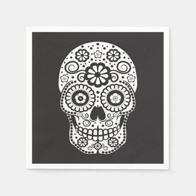 Smiling Sugar Skull Napkin (Front)