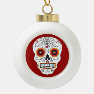 Smiling Sugar Skull Ornament (Ball or Snowflake)