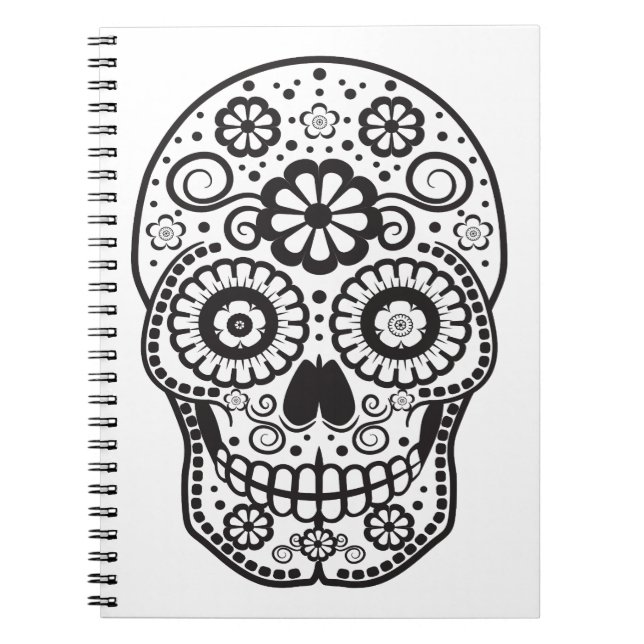 Smiling Sugar Skull Spiral Notebook (Front)