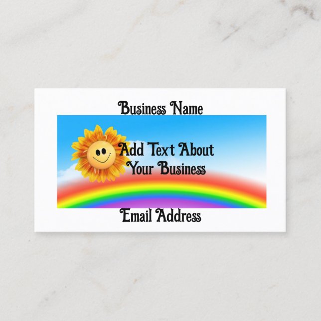 Smiling Sun And Rainbow Business Card (Front)