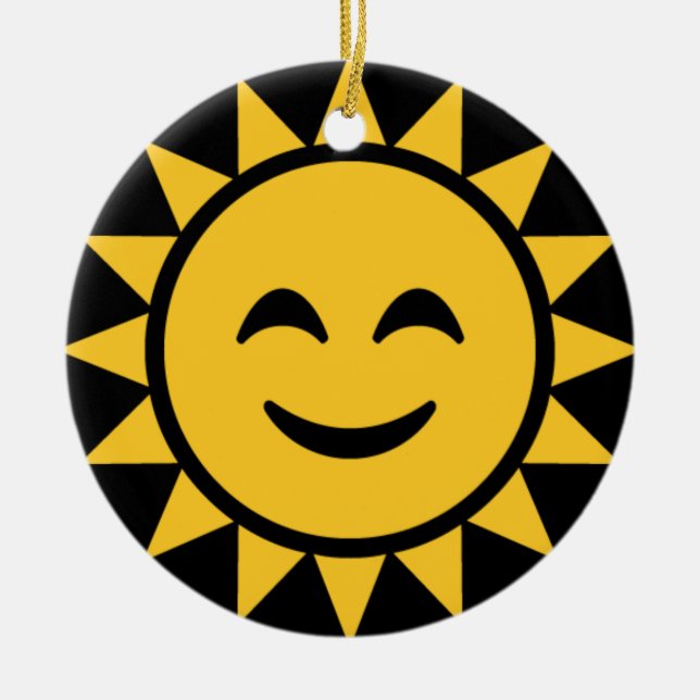 Smiling Sun Ceramic Tree Decoration (Front)