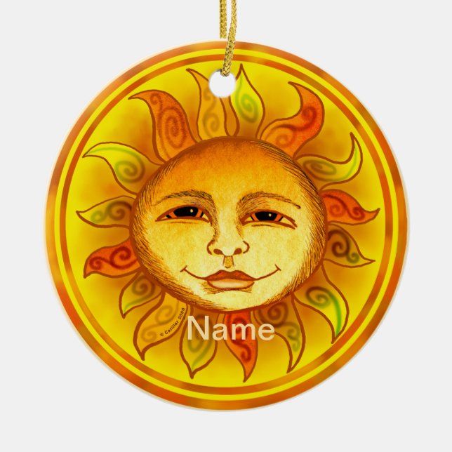 Smiling Sun Ceramic Tree Decoration (Front)