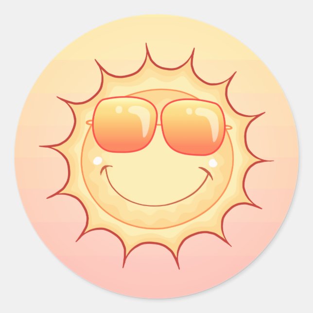 Smiling Sun Classic Round Sticker (Front)