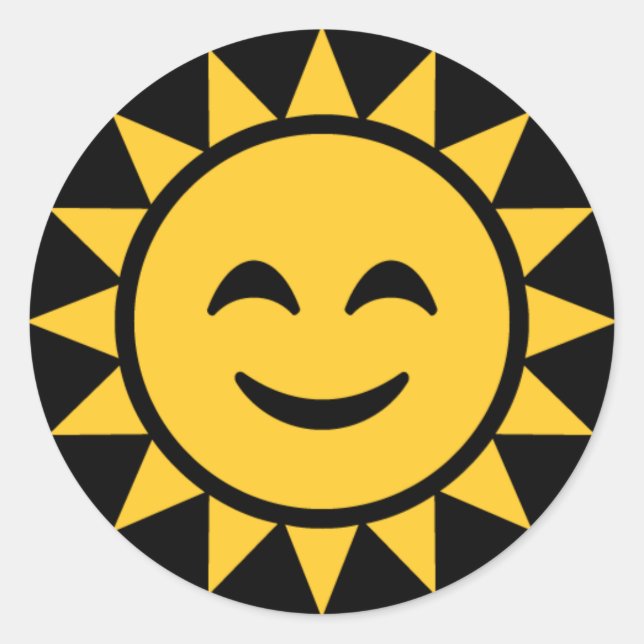 Smiling Sun Classic Round Sticker (Front)