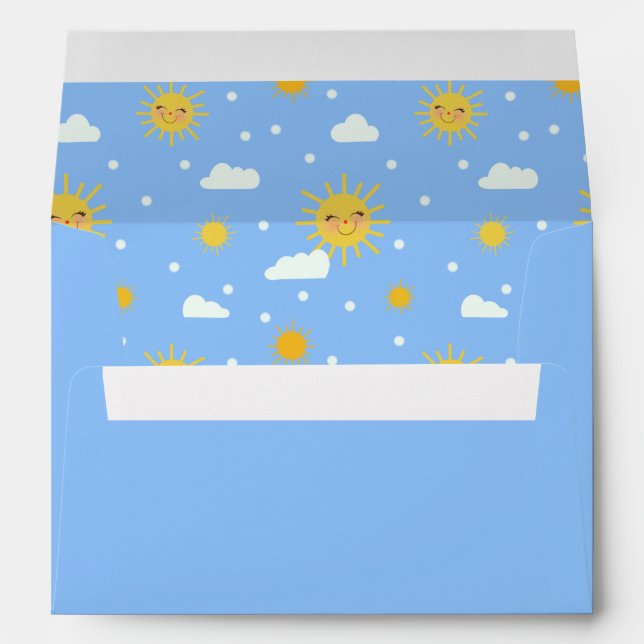 Smiling Sun Cloudy Sky Cute Envelope (Back (Bottom))