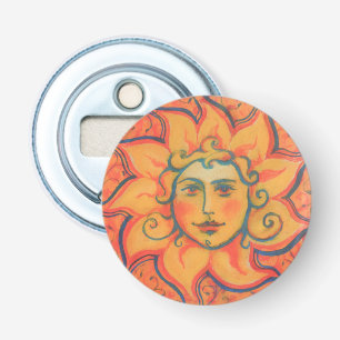 Smiling Sun, Fairytale Fantasy Art, Orange Yellow Bottle Opener