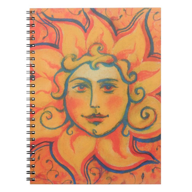 Smiling Sun, Fairytale Fantasy Art, Orange Yellow Notebook (Front)