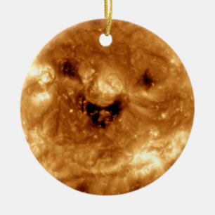 Smiling Sun From NASA Solar Observatory Ceramic Tree Decoration