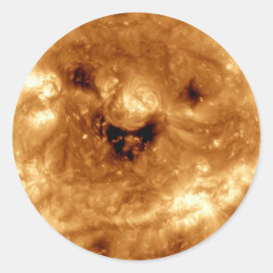 Smiling Sun From NASA Solar Observatory Classic Round Sticker