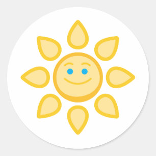 Smiling Sun Happy Sunshine Classic Round Sticker