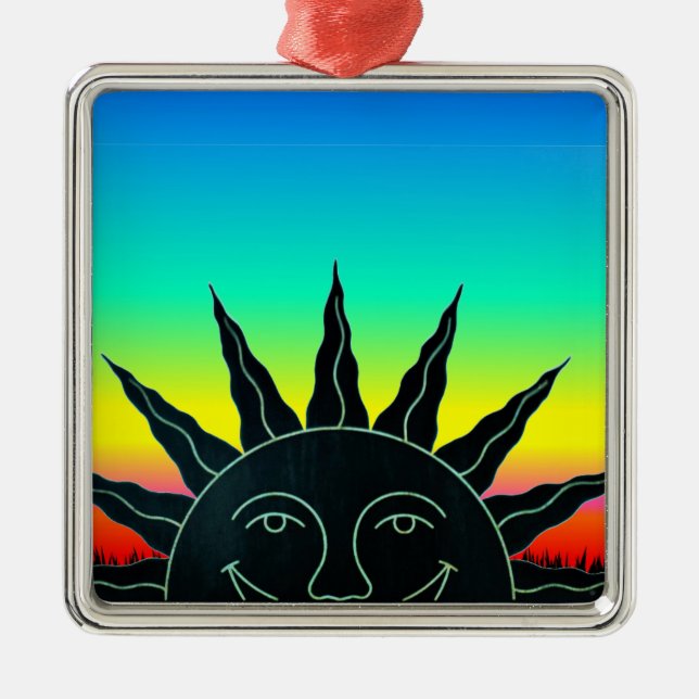 Smiling Sun Metal Tree Decoration (Front)
