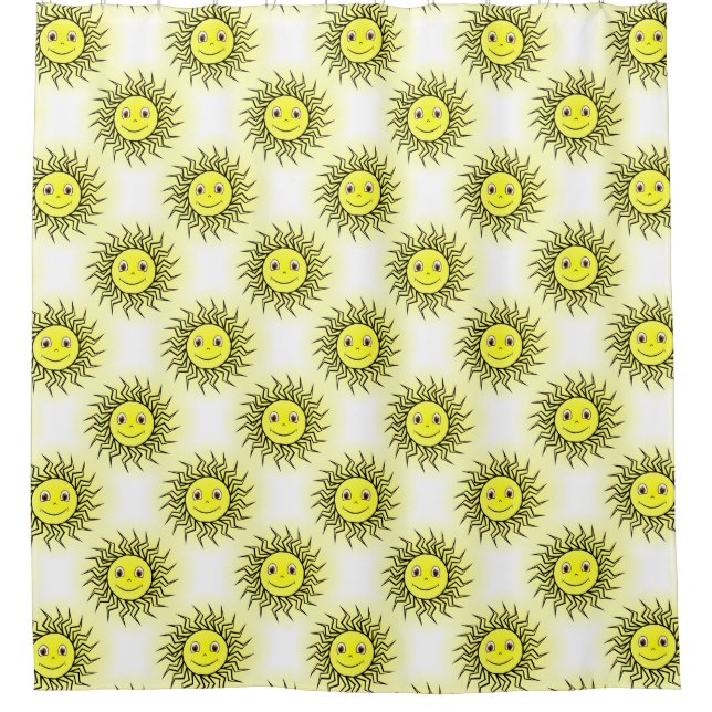 Smiling Sun Pattern Shower Curtain (Front)