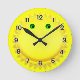 Smiling Sun Round Clock