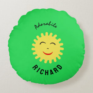 Smiling sun round cushion