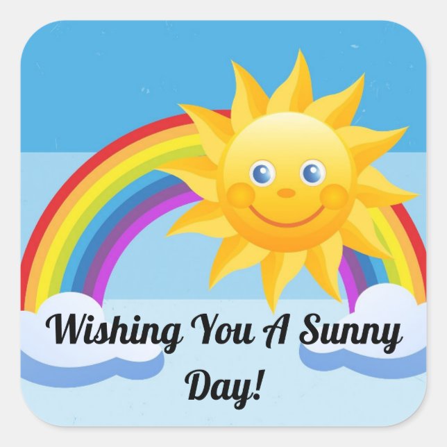 Smiling Sun Square Sticker (Front)