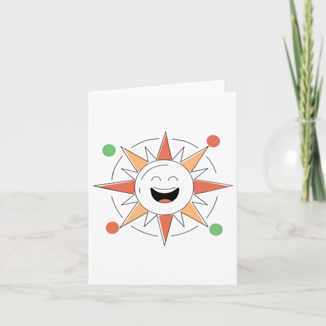 Smiling Sun Sticker  Card (Front)