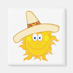 smiling sun wearing sombrero magnet