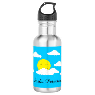 Smiling Sun with Clouds: 532 Ml Water Bottle