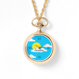 Smiling Sun with Puffy Clouds Watch