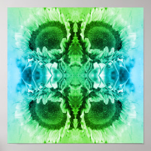 Smiling Sunflower Abstract Black And White Tinted Poster