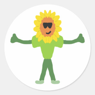 Smiling Sunflower Classic Round Sticker