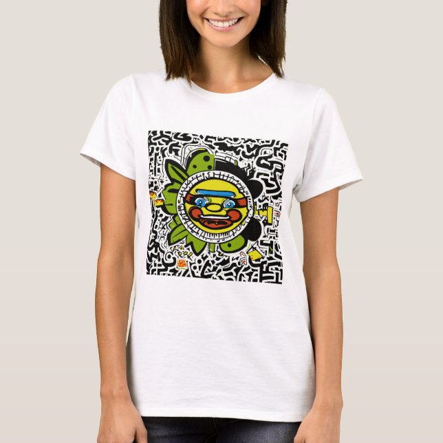 "Smiling Sunflower Design T-Shirt – Brighten Your  (Front)