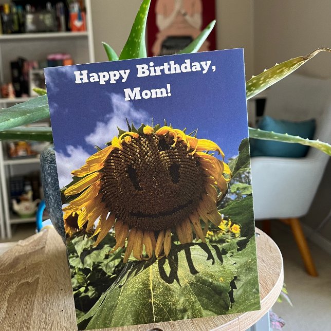 Smiling Sunflower Photo Custom Message Birthday Card (Creator Uploaded)