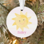 Smiling Sunshine Kids Keepsake Christmas Ornament<br><div class="desc">This design features a pretty watercolor smiling sunshine. Click the customise button for more flexibility with adding your text! Variations of this design, additional colours, as well as coordinating products are available in our shop, zazzle.com/store/doodlelulu. Contact us if you need this design applied to a specific product to create your...</div>