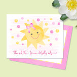 Smiling Sunshine Pink & Yellow Dots Girly Thank You Card<br><div class="desc">This sunshine themed thank you design features a pretty watercolor smiling sunshine accented with pink and yellow dots. Click the customise button for more flexibility with adding your text! Variations of this design, additional colours, as well as coordinating products are available in our shop, zazzle.com/store/doodlelulu. Contact us if you need...</div>